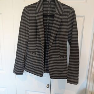 Express Women's Black and Gray Striped Blazer